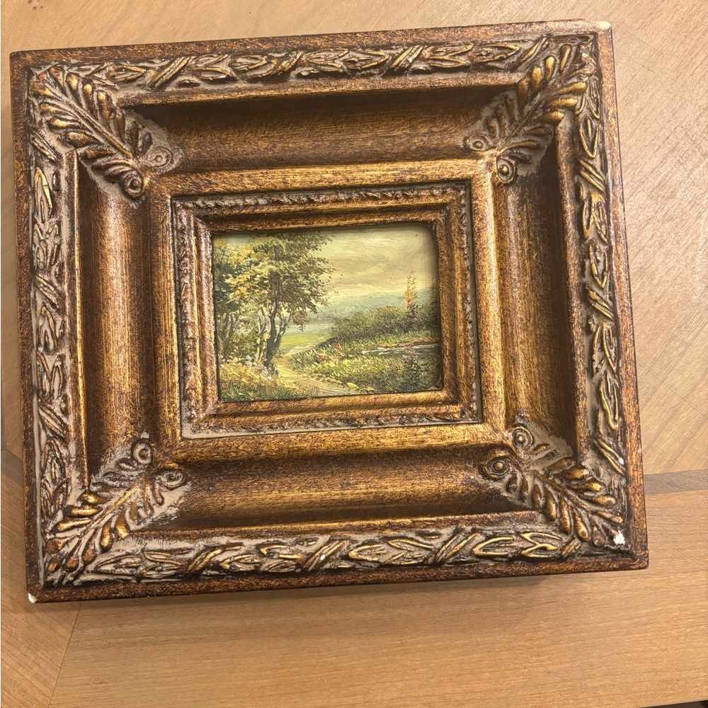 Intricate Brown Framed Landscape Art